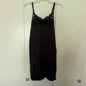 Black satin slip dress